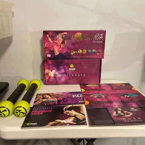 Zumba Fitness Exhilarate Body Shaping System 5 DVDs Zumba Toning Sticks Yoga NEW - Picture 1 of 8