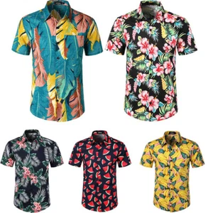 Herren Hawaiihemd Kurzarm Hemden Sommer Button-Down Hawaiian Shirts Freizeithemd - Bild 1 von 12