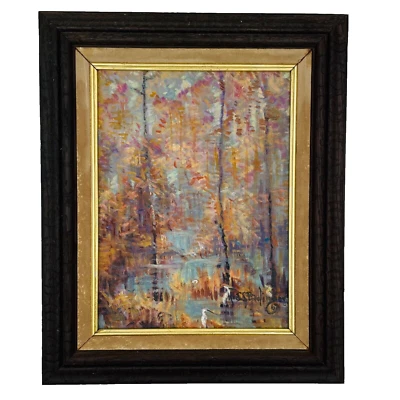 Francis Joseph Bolinger Original Oil Everglades Autumn Impressionism 1968 READ - Image 1 of 4