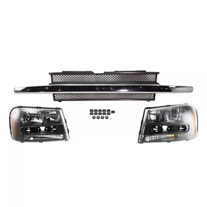 Front Grille Headlights Left & Right For 2002-2009 Chevrolet Trailblazer 3PCS - Picture 1 of 12