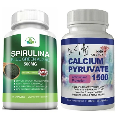 螺旋藻免疫健康和钙Pyruvate减肥能量增强补充剂 — 第 1/4 张图片