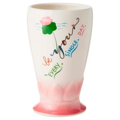 Florero lápiz de cerámica sello rosa blanco Be You Every Single Day NUEVO Foto 1 de 3