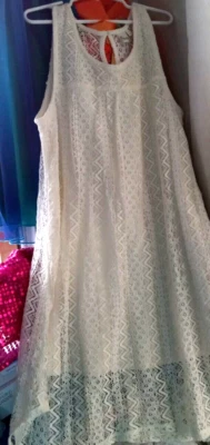 Vestido de verano de encaje crema/marfil MUDD para niñas con forro talla 14 nuevo con etiquetas Foto 1 de 4