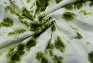 Indian Handmade Green 10 Yards Fabric Cotton Rayon Shibori Dressmaking Fabric AU