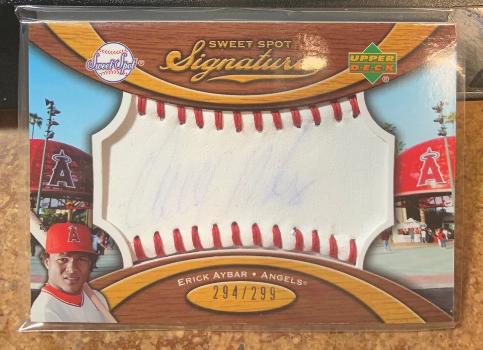 2007 Sweet Spot Signatures Red Stitch Blue Ink #SSEA Erick Aybar Auto /299 Card - Image 1 of 1
