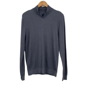 Ashworth Sweater Mens Size Small Blue Pima Wool Alpaca Long Sleeve Ribbed - Picture 1 of 13