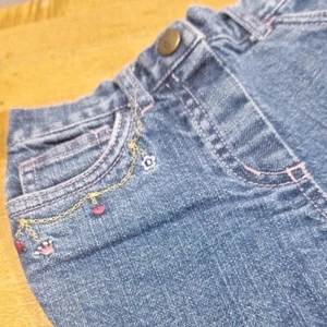 Gymboree 12-18 Months Embroidered Blue Jeans for Kids Princess Queen Pull On Bow - Picture 1 of 8