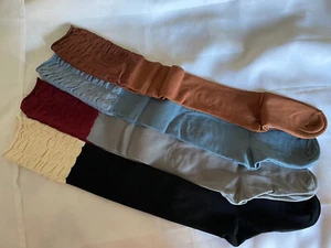 TeeHee Velvet Heart 4 Pack Colorblock Ruched Top Over The Knee Boot Socks - New - Picture 1 of 2