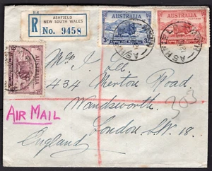 1934 Australia John Macarthur Centenary Merino Sheep Set REGISTERED FDC to GB - Picture 1 of 5