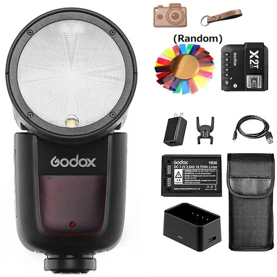 US Godox V1-C Round Head Camera Flash Light Speedlite + X2T-C Trigger For Canon - Image 1 of 4