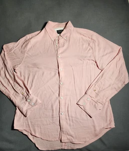Rag & Bone New York Shirt Mens Large Light Pink Orange Button Up Long Sleeve - Picture 1 of 17