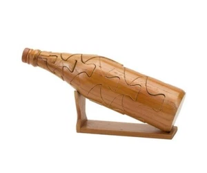Brain Teasers Wooden Wine Bottle Puzzle with Stand - Picture 1 of 3