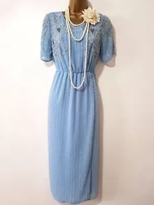 ASOS VINTAGEGATSBY FLAPPER CHARLESTON DECO BEAD SEQUIN EMBELLISHED DRESS SZ UK10 - Picture 1 of 12