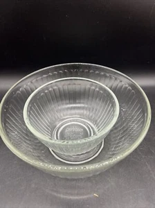 Pyrex Klarglas Gerippt Rühren Stapeln Schüssel Set 2 Vintage 7401-S, 7403-S - Bild 1 von 6