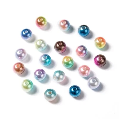 200 Stück Acrylperlen 4mm Bunt Regenbogen Farbverlauf Basteln Beads - 3340 - Bild 1 von 2