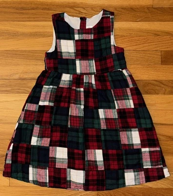 Jersey Gymboree Niñas Rojo Verde Parche a Cuadros Navidad Cabina Talla 8 Foto 1 de 4