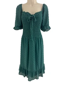 Vestido As U Wish Verde Calado Corpiño Punto Suizo Volantes Dobladillo Talla 3X 22 24 Talla Grande - Imagen 1 de 9