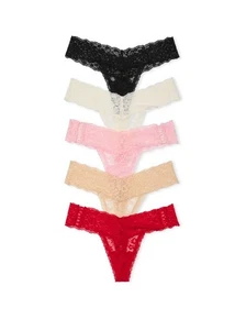 VICTORIA'S SECRET Paquete de 5 Bragas Tanga de Encaje Talla XL, L, M, S Nuevas #B1-1 - Imagen 1 de 6
