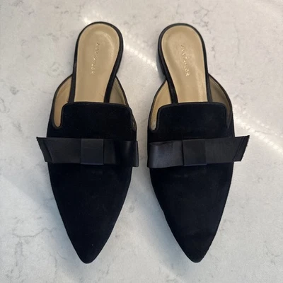 Ann Taylor размер 8 Elsie черный бархат с бантом плоскостях рекомендуемая розничная цена производителя 128 долл. США - Изображение 1 из 4