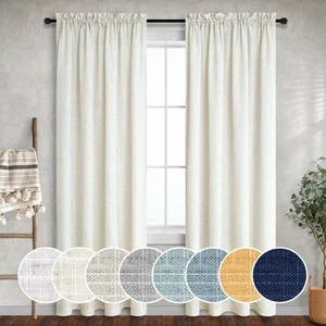 Natural Linen Curtains 84 Inch Length 2 Panels Set for Living Room,Rod Pocket... - Picture 1 of 8
