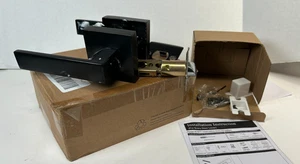 Türknaufgriff, quadratischer Fuß mit quadratischem Griffstil, mattschwarz + Beschläge - Bild 1 von 8