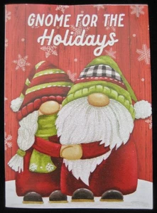 Biglietto di auguri di Natale vintage 2 timidi gnomi timidi glitterati di Red Barn - Foto 1 di 15