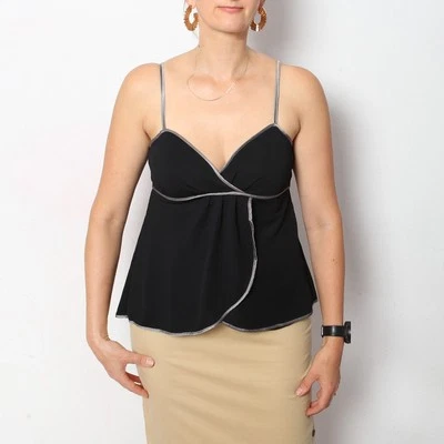 PATRIZIA PEPE Vintage Black Viscose Camisole Top Elegant Summer Top Size M - Image 1 of 4