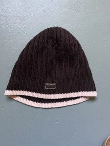 Coach Women’s Brown And Pink Ribbed Beanie One Size - Picture 1 of 5