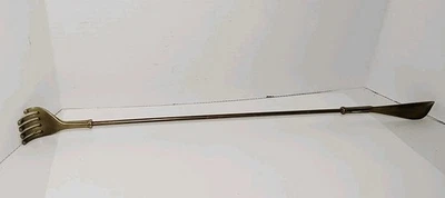 Vintage Solid Brass Long Handle Back Scratcher & Shoe Horn 22" Long x 1.75" - Image 1 of 4