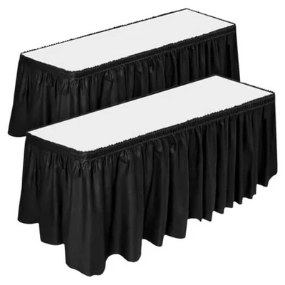  Paquete de 2 faldones de mesa, 29 pulgadas x 14 pies cada uno, paquete múltiple -sin BPA- plástico negro Foto 1 de 4