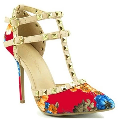 Zapatos Wild Diva Fucsia Floral Talla 9 Punta Punta Correas al Tobillo Tacones Altos 3 Pulgadas Foto 1 de 4