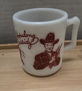 Red Hopalong Cassidy 6 oz Glass Mug Cup Collectible Western Cowboy - Picture 1 of 6