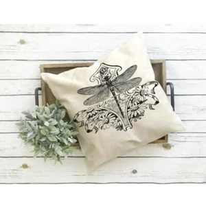 French Country, Pillow Cover, Dragonfly, Handmade, Easter, Mother's Day - Picture 1 of 4