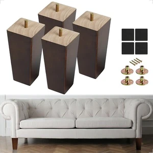 6 Inch Wood Furniture Legs Solid Wooden Square Replacement legs (Set of 4)* Read - Picture 1 of 8