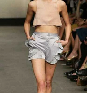 CLEARANCE BNIB Aus SARA PHILLIPS Grey Deco Shorts pleated ruffle trims sz 8 10 - Picture 1 of 4