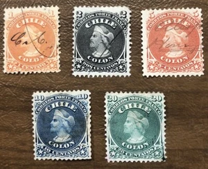 Chile Stamp Set 15-19 Complete Set Used - Picture 1 of 2