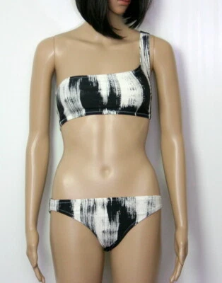 Proenza Schouler Paint Brush Two-Piece Bikini One-Shoulder Top B&W Size Small   - Image 1 of 2