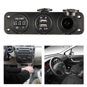 12V Dual Enchufe De Mechero Coche 2 adaptador USB Cargador Voltímetro Digital YC - Imagen 1 de 11