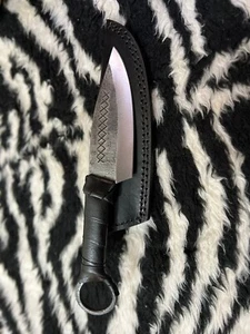 Handmade Carbon Steel Hunting Knife with Ring Pommel For Hiking & Camping - Picture 1 of 7