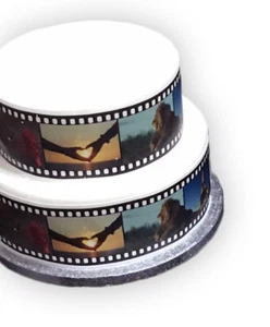 Carrete de película de cine IMÁGENES PERSONALIZADAS Comestible Pastel Borde Decoración Hoja de glaseado - Imagen 1 de 3