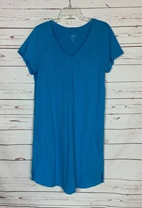 J.Jill Women's M Medium Blue Cotton Pockets Short Sleeve Tee Shirt Summer Dress - Picture 1 of 12