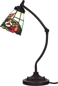 Stained Glass Rocker Arm Desk Lamp with 5in Lampshade for Working Reading L30759 - Picture 1 of 7