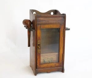 Antique wooden pipe cabinet, English Tobacco Chest, Edwardian Small Display - Picture 1 of 8