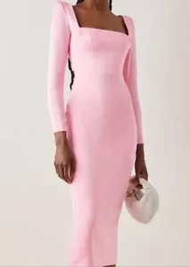 ALEX PERRY Pink Mercer Long Sleeve Crepe Portrait Dress Size 6 BRAND NEW - Picture 1 of 9
