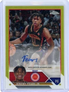 Jeremy Fears Jr. 2023 Topps Chrome McDonald's All American Yellow Auto 30/75 - Picture 1 of 2