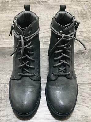 BOTAS DE COMBATE BARETRAPS Talla 8.5M Gris Amy Sue Lateral Cremallera Cordones Moto Todas las Temporadas Foto 1 de 4