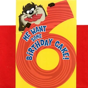 Looney Tunes Tasmanian Devil Happy 6th Turning 6 Birthday Hallmark Greeting Card - Picture 1 of 3