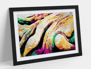 MULTI COLOUR ABSTRACT SWIRL ART BEDROOM DECOR -FRAMED ART POSTER PICTURE PRINT - Picture 1 of 10