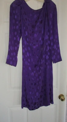 Vintage 1980 *OSCAR DE LA RENTA*100 % SILK Purple*Size 10- Cocktail DRESS* M T O - Image 1 of 4
