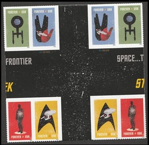 US 5132-5135 5135a Star Trek F cross gutter block 2x4 MNH 2016 - Picture 1 of 1